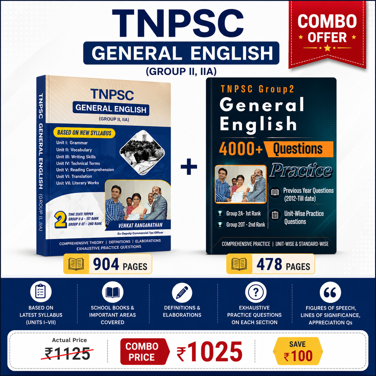 Combo - General English Book + General English Question Bank