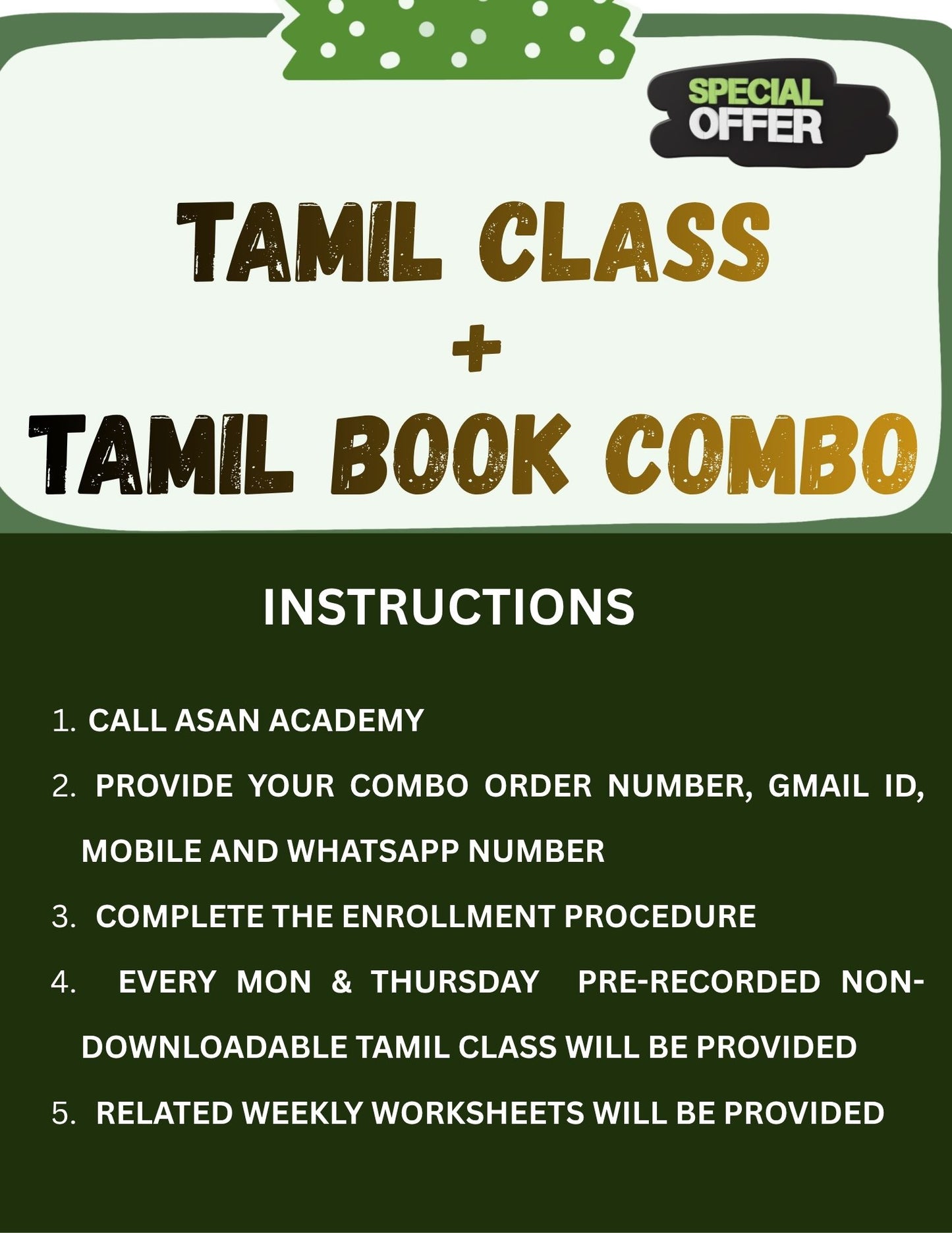 TAMIL CLASS AND BOOK COMBO: General Tamil Book (Rs.550/-) + General Tamil pre-recorded Class (Rs.999/-) Combo