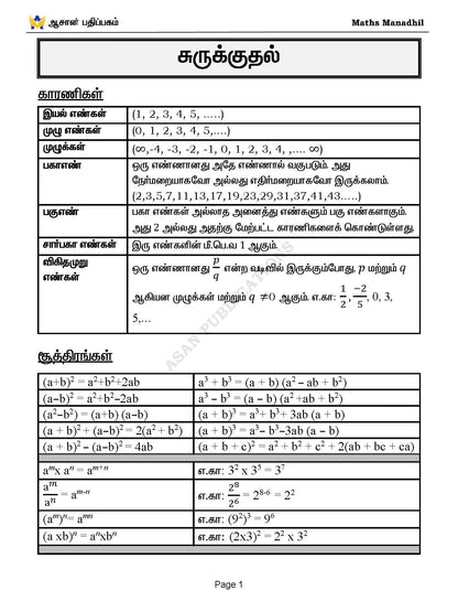 Asan's "MATHS MANADHIL" - TAMIL MEDIUM (BASED ON NEW SYLLABUS)